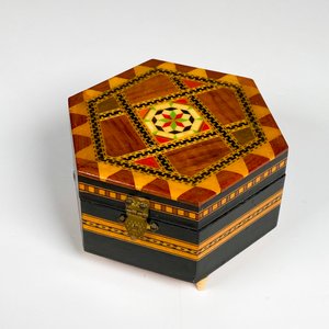 Dos cajas alhajeros madera y vidrio color - imagen 5