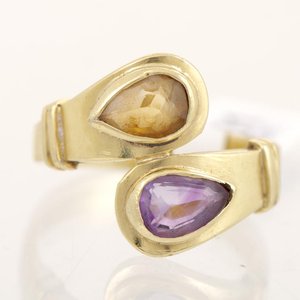 Anillo Oro 18k con Topacio y Amatista - imagen 1