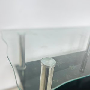 Mesa Ratona Moderna con Tapa de Vidrio y Estante Inferior - imagen 2