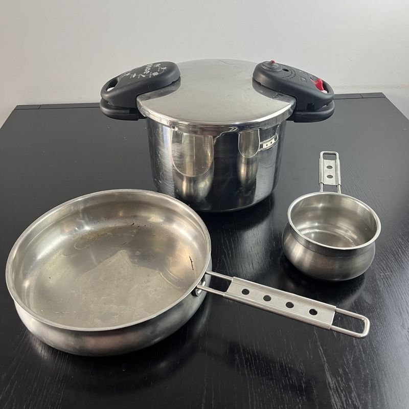 Lote siguiente: 3 piezas de cocina en acero inoxidable