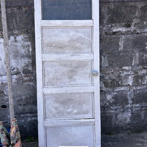 Lote siguiente: Puerta de Interior Antigua con Marco de Madera y Panel de Vidrio