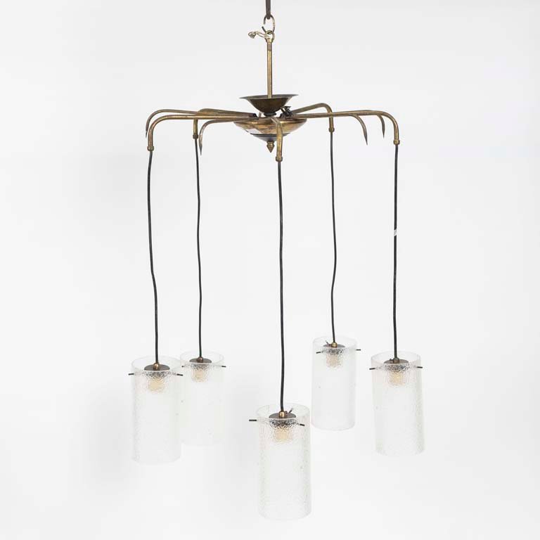 Colgante Mid Century de 5 Luces con Tubos de Acrílico