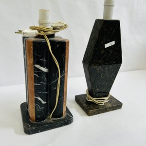 Par de Luminarias de Sobremesa en Mármol Negro y Rosa - imagen 2