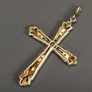Dije Cruz Oro y Plata con Zafiro Blanco - imagen 4