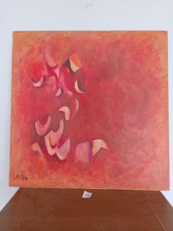 Oleo sobre cartón abstracto firmado LPI 94