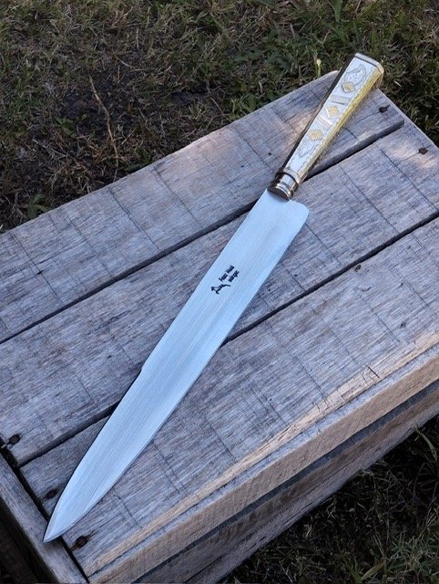 Lote siguiente: Cuchillo de Solingen con cabo de alpaca y bronce