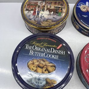 Lote de 4 latas antiguas de galletas con publicidad - imagen 2