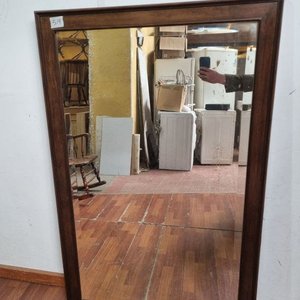 Importante Espejo con Marco de Madera Castaño Recto 88x139cm - imagen 2