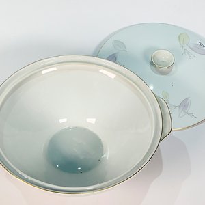 Sopera Cónica de Porcelana Bavaria con Tapa y Decoración de Hojas - imagen 3