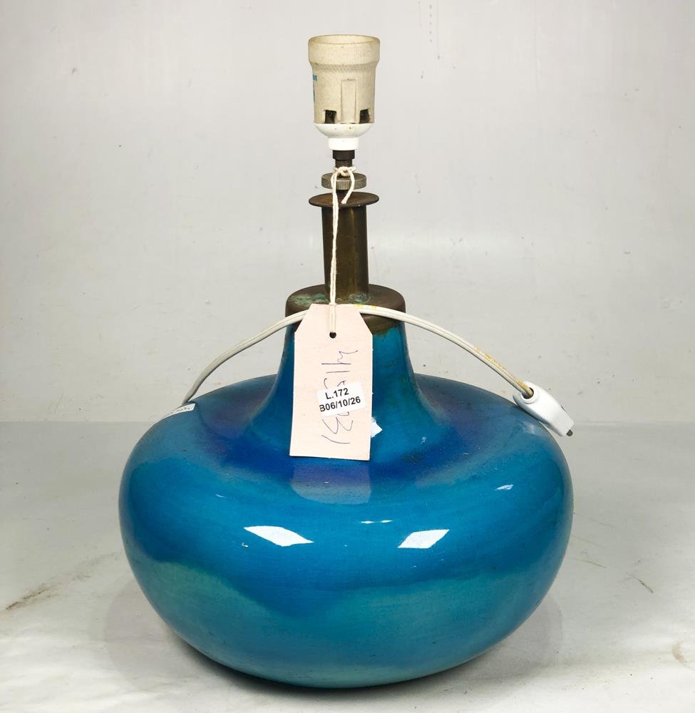 Lámpara de Sobremesa Vintage en Porcelana Celeste Brillante