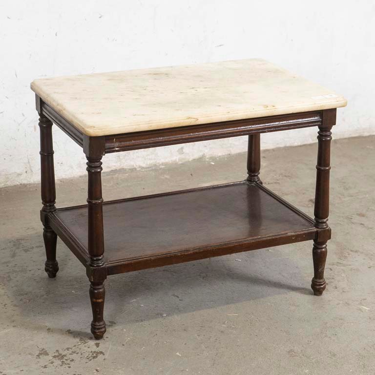 Mesa de Sala con Tapa de Mármol y Estante
