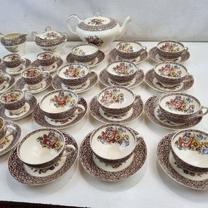 Juego de Loza "Harvard Empire" Inglés con Decoración Floral y Cenefas - 51 Piezas - imagen 6