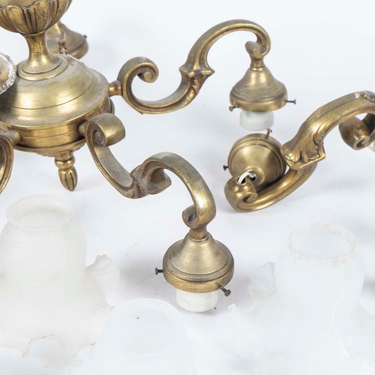 Lámparas de bronce con tulipas y aplique de vidrio - imagen 2