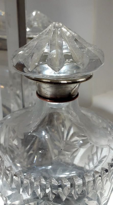 Antiguo Tocador Perfumero Candelabro Frances Periodo Renacimiento en Cristal y Metal con Baño de Plata - imagen 9