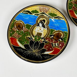 Seis piezas de loza satsuma para postre, decorados - imagen 6