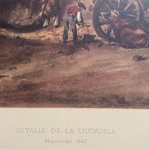 Lámina Antigua Detalle de la Ciudadela Montevideo 1840 - imagen 3