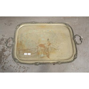 Mesa Plegable con Bandeja de Bronce y Patas con Detalles - imagen 2