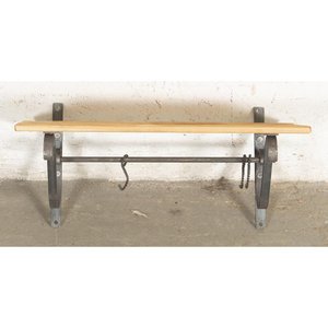 Colgador de Madera y Metal con Estante y Ganchos - imagen 2