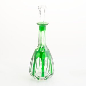 Botellón de Cristal Verde Tallado con Tapón Decorativo - imagen 2