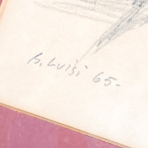 Retrato a Lápiz de Mujer por B. Luisi, Firmado y Fechado 1965 - imagen 5