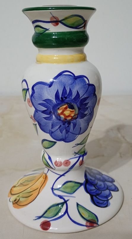 Porta vela de Cerámica pintada a mano con soporte de Bronce - Bella Casa de Ganj - imagen 3