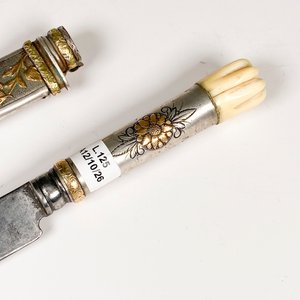 Cuchillo Criollo de Colección con Cabo de Plata y Oro y Vaina Decorada - imagen 3