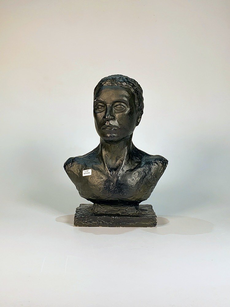 Busto de Hombre Africano en Yeso - 38 cm