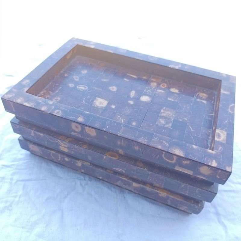 Bandejas Rectangulares en Madera con Revestimiento de Mosaico - imagen 5