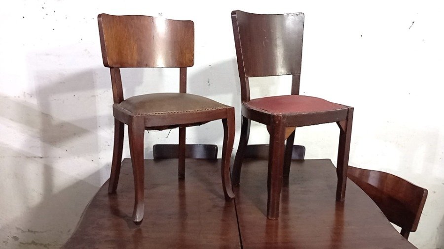 Juego de comedor francés antiguo de madera maciza - imagen 4