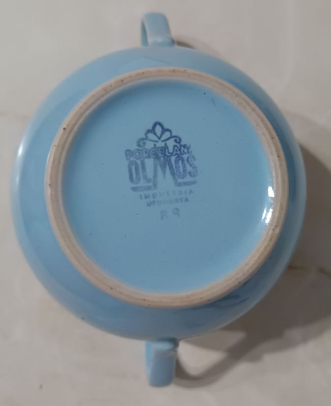 Azucarero de Porcelana OLMOS sin tapa. Línea Celeste - imagen 3