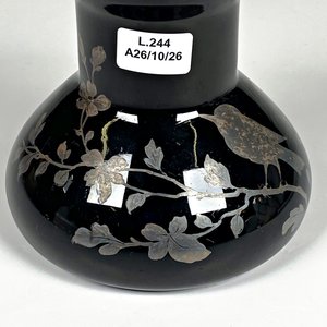 Florero de Cristal con Detalles de Plata y Aves - Altura 12 cm - imagen 2
