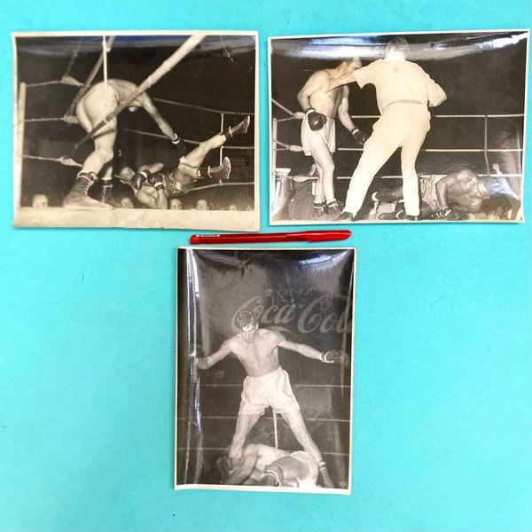 3 Antiguas Fotos de Boxeo Gran Tamaño - ¿Pascual Pérez? - imagen 1