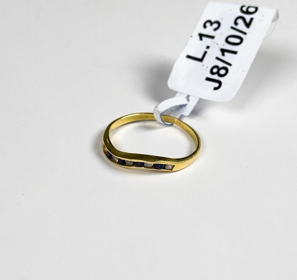 Anillo de Oro 18k con Topacios y Zafiros Talla 15 mm - imagen 1