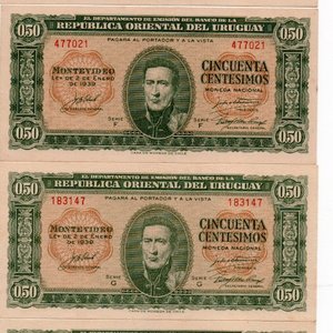 Lote de 4 Billetes Uruguayos de 50 Centésimos - Año 1939 - imagen 1