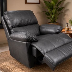 Sillón Reclinable de Cuero Negro con Apoyapiés Extensible - imagen 4