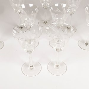 Nueve Copas de Cristal Hialino Tallado - imagen 3