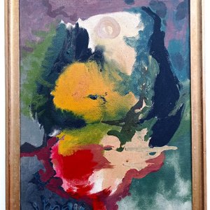 Óleo Abstracto Firmado Julio Verdie (1900-1988) con Marco Dorado - imagen 2