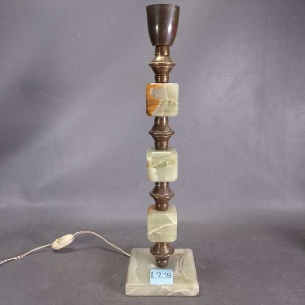 Lámpara de Mesa Ónix y Bronce con Base Cuadrada - imagen 1