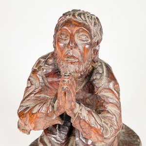 Talla Religiosa de Madera Firmada, 29 cm de Altura - imagen 3