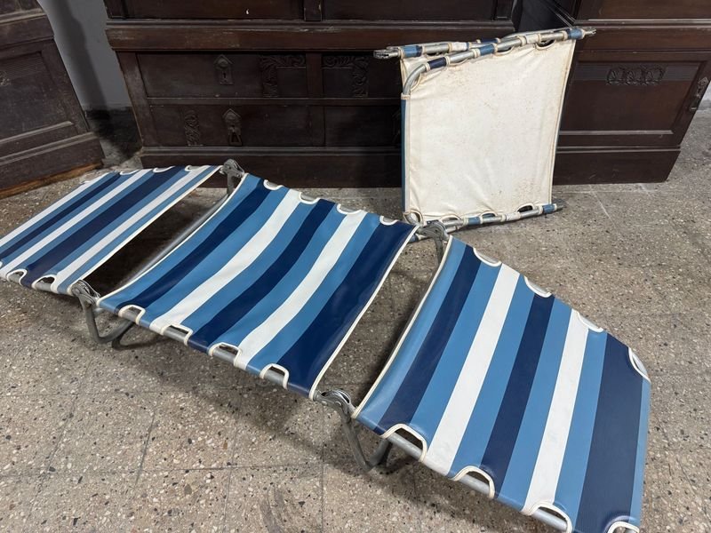 Catres antiguos en metal galvanizado y lona - imagen 1