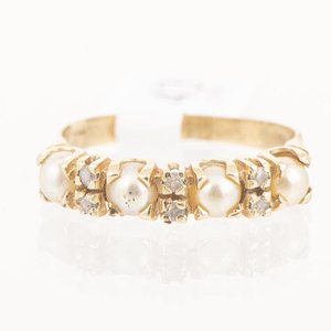 Anillo Oro 18k con Perlas y Brillantes - imagen 1