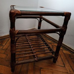 Mesita Ratona de Mimbre con Tapa de Vidrio - imagen 3