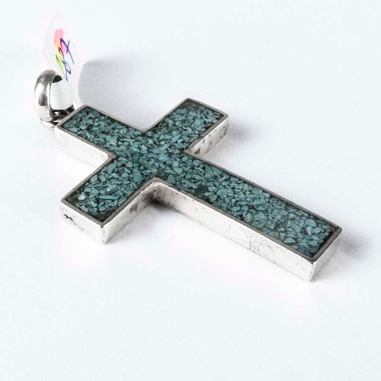 Cruz de plata con piedras azules - imagen 2