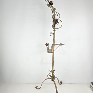 Base de Lámpara de Pie Antigua de Hierro con Detalles Florales - imagen 1