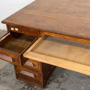 Escritorio de Roble con Ocho Cajones y Tabla Central - Para Restaurar - imagen 3
