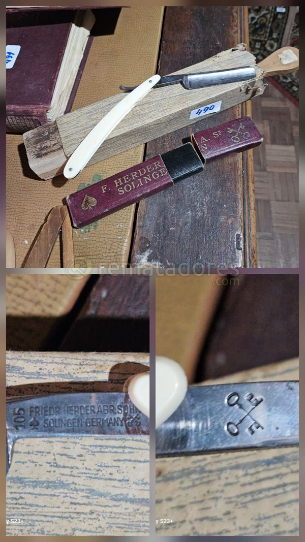 Navaja de barbero F. Herder Solingen con estuche