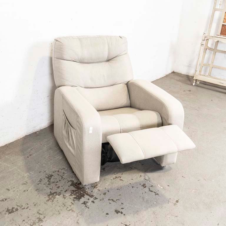 Sillón reclinable tapizado en tela gris claro - imagen 3