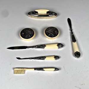 Juego de Manicura Francés de Marfil y Plata, 7 Piezas - imagen 2
