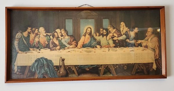 Cuadro "La Última Cena" con Marco de Madera y Vidrio
