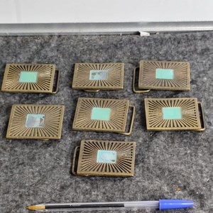 Lote de 7 Hebillas de Bronce con Detalle Turquesa - imagen 1